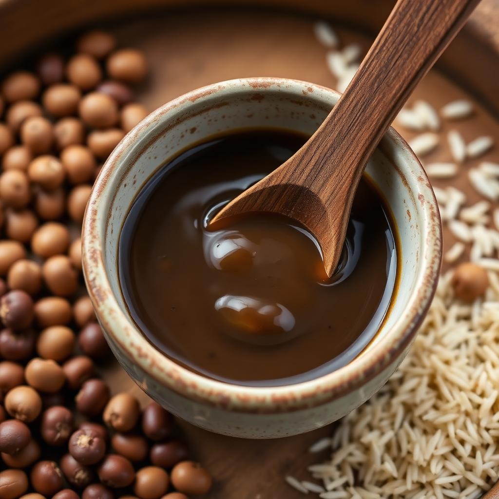 Pâte de miso fermentée dans un bol en céramique
